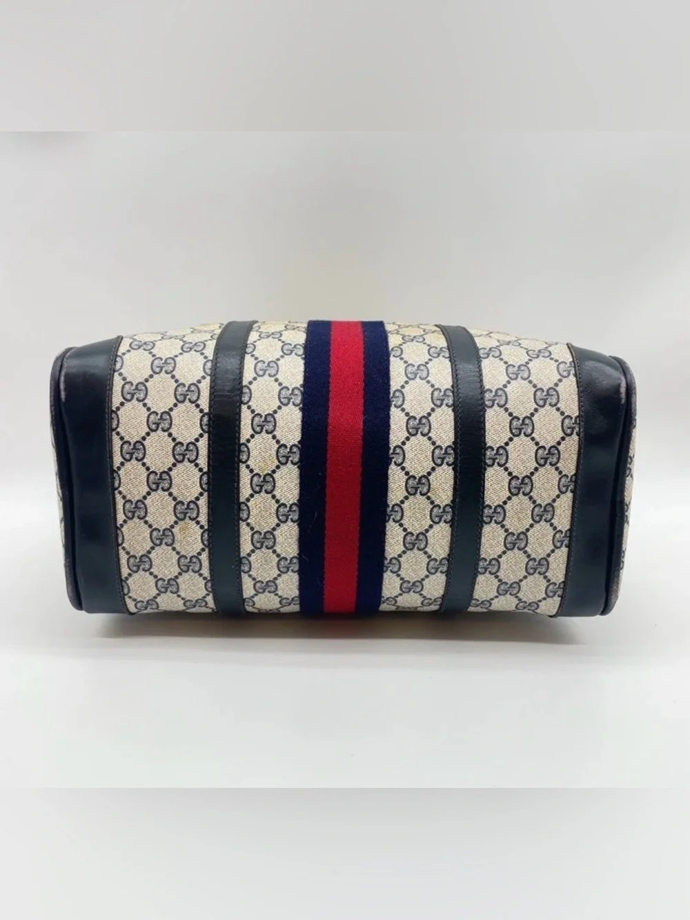✨Final Price✨Gucci GG Supreme Sherry Line Navy Mini Boston Bag~AS IS w/callouts - Picture 7 of 16